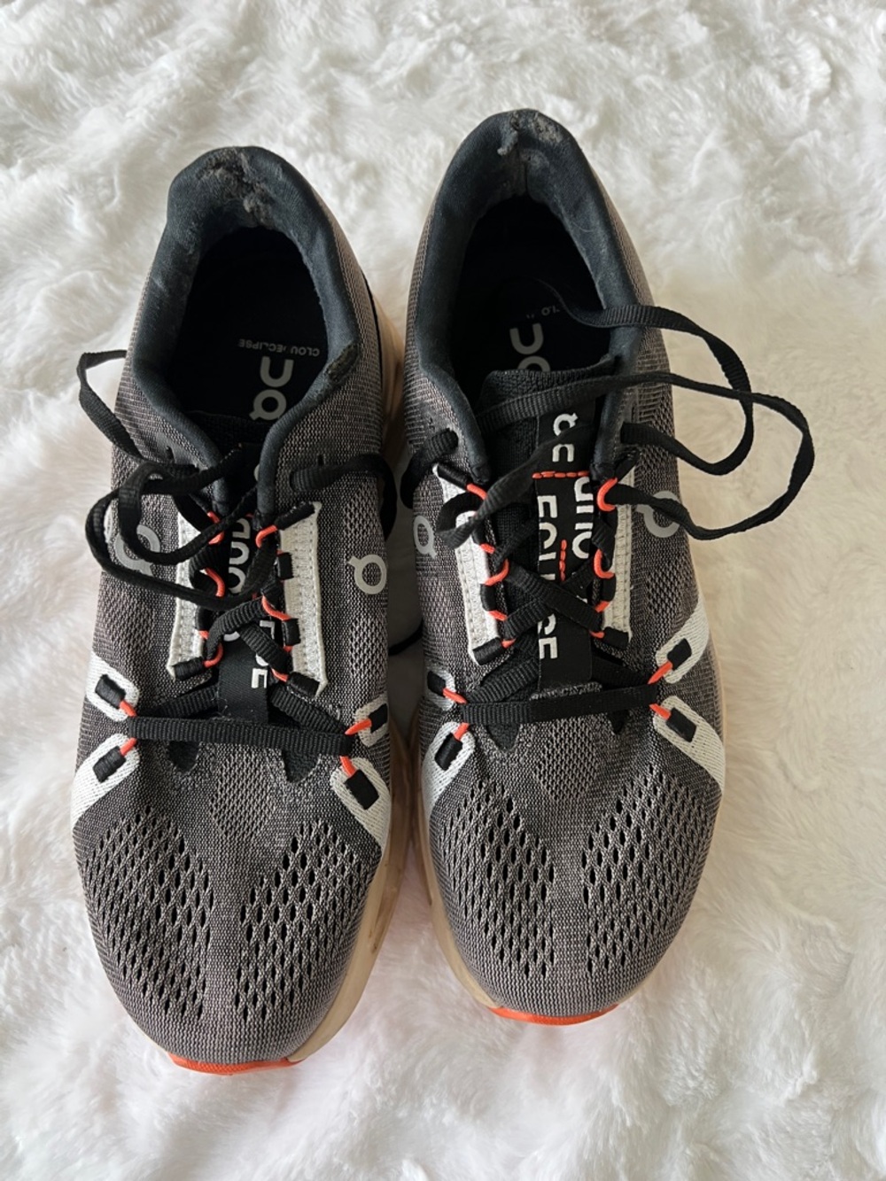 On Running Women’s Athletic Shoes - Gray with Orange Accents